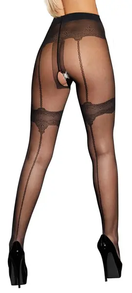 Cottelli LEGWEAR elegantne otvorene hulahopke sa dekorativnim šavovima pozadi M/L