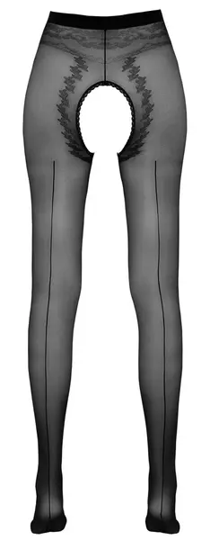 Cottelli Collection Black Open Crotch Tights with Decorative Seam, Size Universal