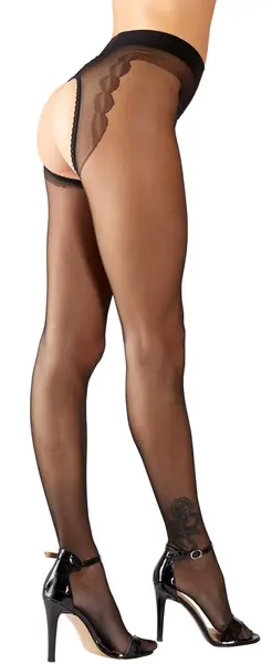 Cottelli Legwear hulahopke sa podvezicama 20 DEN otvorenog dizajna crne M/L