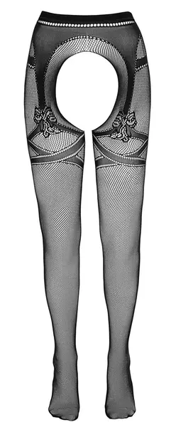Cottelli LEGWEAR mrežaste hulahopke L/XL sa otvorenim međunožjem i dizajnom podvezica