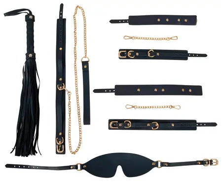 Bad Kitty Bondage Set Blue/Gold 6-Piece Adjustable Accessory Kit