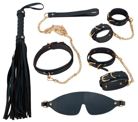 Bad Kitty Bondage Set Blue/Gold 6-Piece Adjustable Accessory Kit