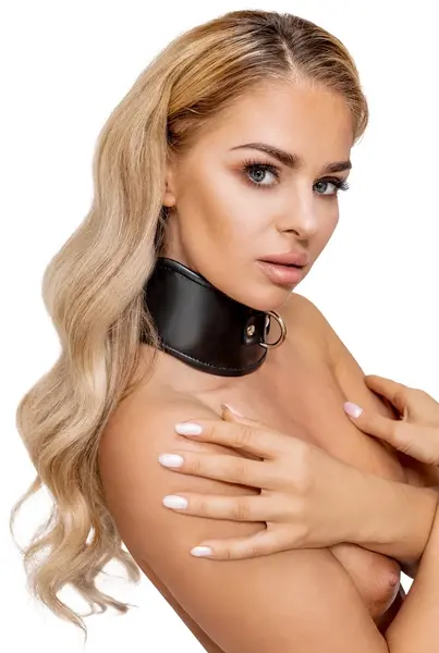 Bad Kitty Black Adjustable Collar with Metal D-Ring, Leather Look