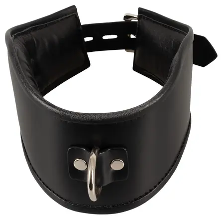 Bad Kitty Black Adjustable Collar with Metal D-Ring, Leather Look