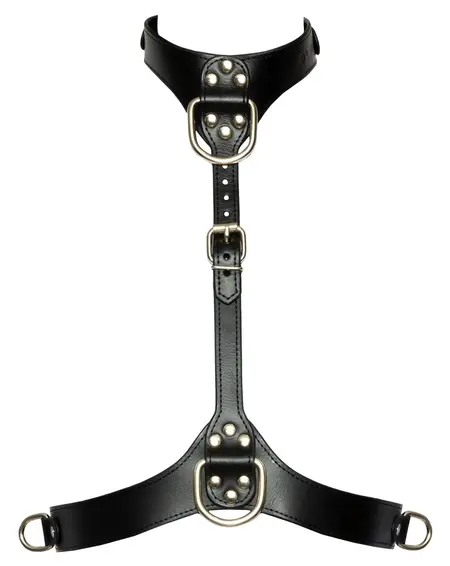 Bad Kitty Chest Harness S-L Adjustable Black Leather-Look with D-Rings
