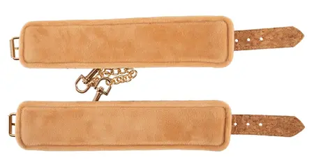 Vegan Fetish Handcuffs Cork Edition Gold Details Adjustable 12-26cm