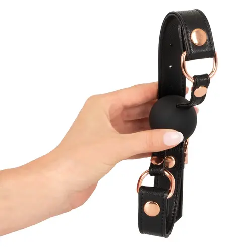 Bad Kitty Adjustable Black Silicone Gag with Plush Strap and Rose-Gold Accents