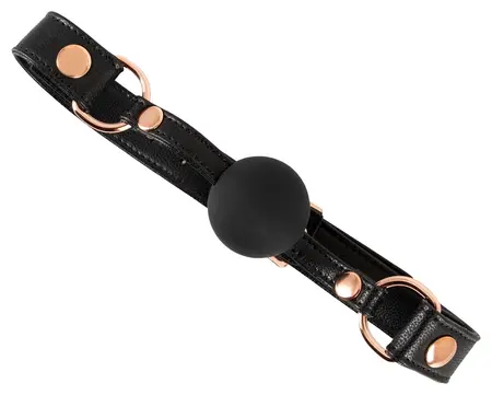 Bad Kitty Adjustable Black Silicone Gag with Plush Strap and Rose-Gold Accents
