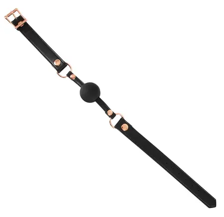 Bad Kitty Adjustable Black Silicone Gag with Plush Strap and Rose-Gold Accents