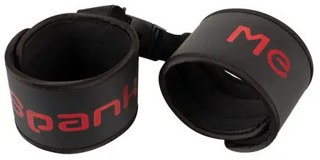 Bad Kitty Adjustable Soft Handcuffs with Strap - Black & Red Design
