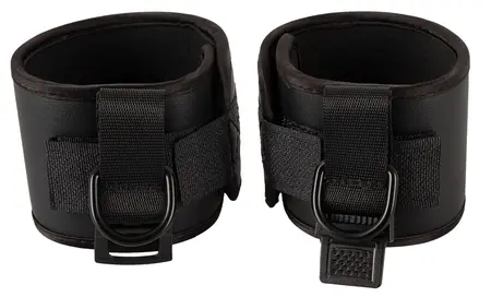 Bad Kitty Adjustable Soft Handcuffs with Strap - Black & Red Design