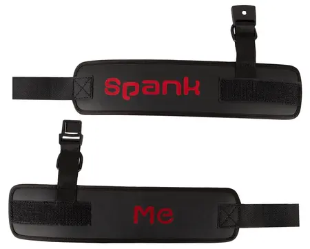 Bad Kitty Adjustable Soft Handcuffs with Strap - Black & Red Design