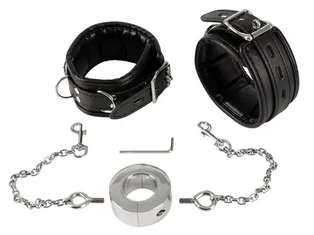 You2Toys Steel Dual Chain System - Adjustable Cuffs & 6 cm Ring Set