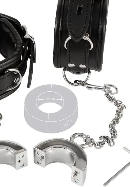 You2Toys Steel Dual Chain System - Adjustable Cuffs & 6 cm Ring Set