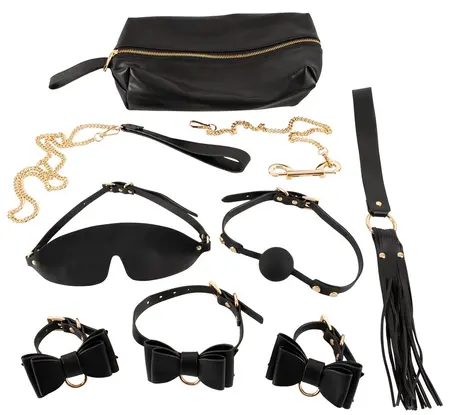 Bad Kitty 7-Piece Bondage Set Leather Look with Gold Details & Accessories