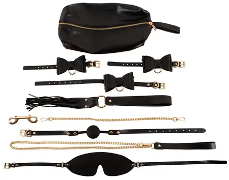 Bad Kitty 7-Piece Bondage Set Leather Look with Gold Details & Accessories