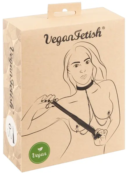 ZADO Vegan Leather-Look Adjustable Collar Set with Chains & Flogger