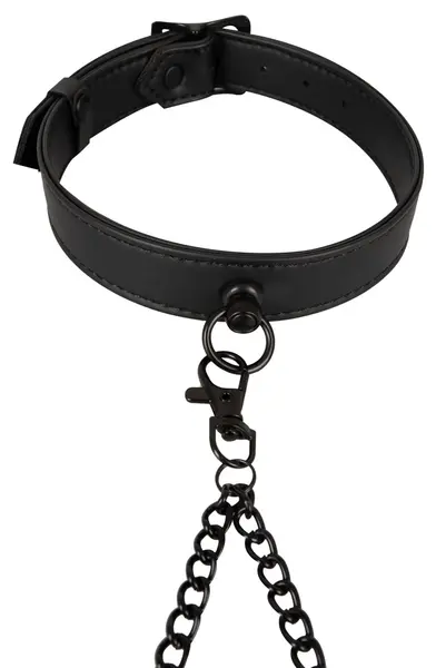 ZADO Vegan Leather-Look Adjustable Collar Set with Chains & Flogger