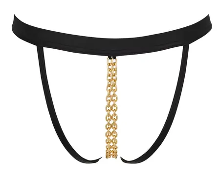 Bad Kitty L/XL Matte Black Chain-Strap Intimate String