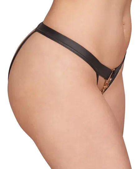 Bad Kitty Black Strap String S/M with Decorative Gold Chains