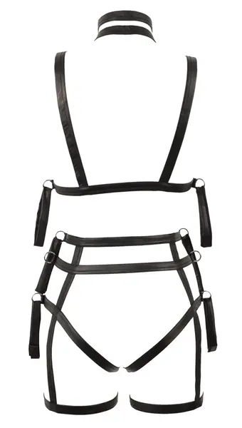 Bad Kitty Adjustable Bondage Set L/XL with Metal Stud Accents, Black