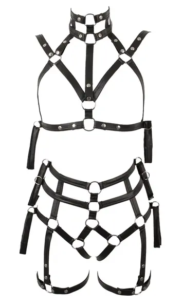Bad Kitty Adjustable Soft Bondage Set S/M Black with Metal Studs