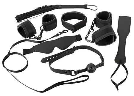 Bad Kitty bondage set od 7 delova podesiv od veštačke kože crni