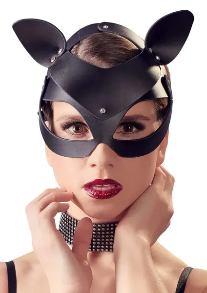 Bad Kitty mačja maska crna od veštačke kože sa rhinestone ukrasima