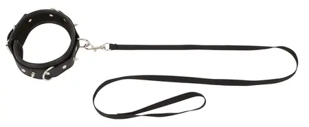 ZADO Adjustable PU Collar with Decorative Spikes & Detachable Leash 112cm