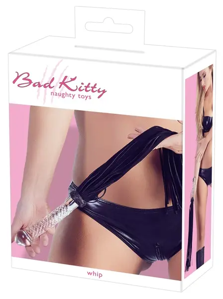 Bad Kitty stakleni flogger - bič sa staklenom drškom sa dve funkcije 64 cm
