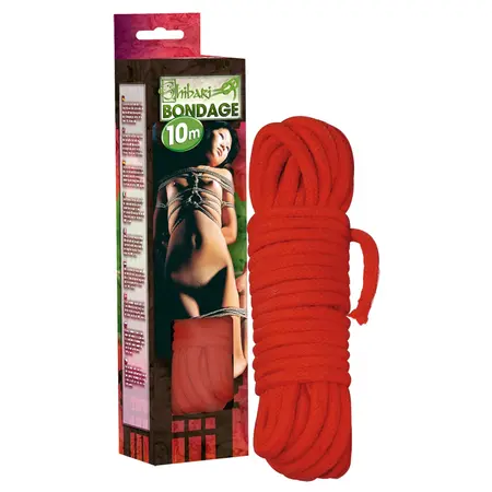You2Toys Crveno Bondage Uže 10m - Pamučno Pleteno, Prečnika 0.7cm