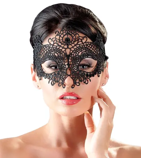 Cottelli Collection Izvezena maska za oči Crna - Elegantan čipkani dizajn