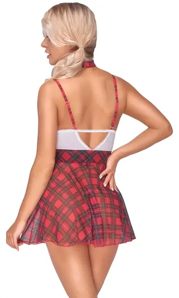 Cottelli Costumes Karirana L haljina sa podesivim naramenicama i kragnom