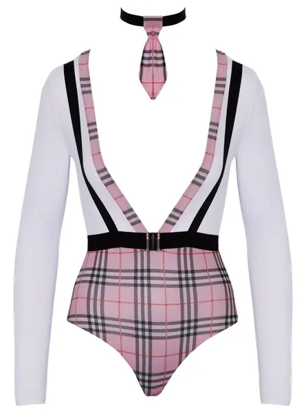 Cottelli Costumes Školski set M - Karirani bodi i kragna