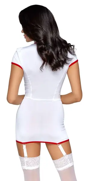 Cottelli COSTUMES Odelo medicinske sestre S bela haljina sa tregerima i crvenim detaljima