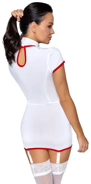 Cottelli COSTUMES Odelo medicinske sestre S bela haljina sa tregerima i crvenim detaljima