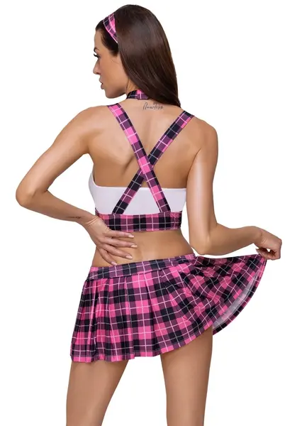 Cottelli Costumes Set školske uniforme M ružičasto/crno/beli karirani 4-dela