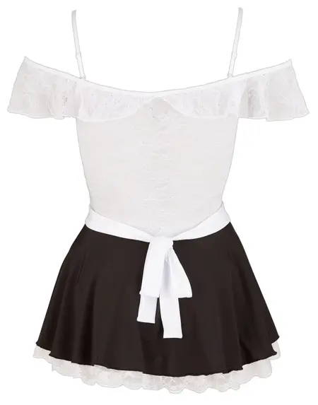 Cottelli Collection Maid Dress S Crno-Bela Podesiva Čipka
