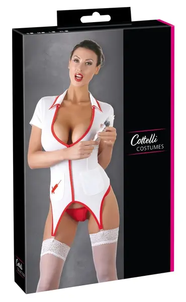 Cottelli Collection Kostim Medicinske Sestre M - Elegantan Medicinski Stil, Bela/Crvena