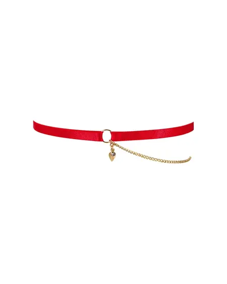 Obsessive Ingridia Adjustable Red Garter with Gold Chain Detail