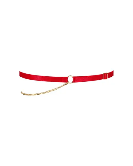 Obsessive Ingridia Adjustable Red Garter with Gold Chain Detail
