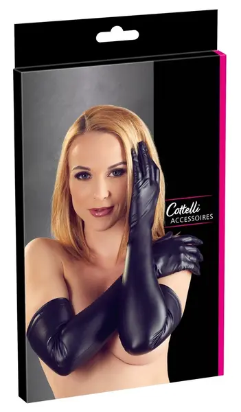 Cottelli Collection Mat Crne Duge Rukavice S-L Rastegljivo Prijanjanje