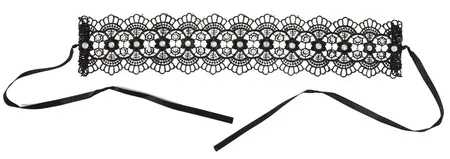 Cottelli Collection Crna ogrlica sa vezom, biserima i kamenčićima 36cm