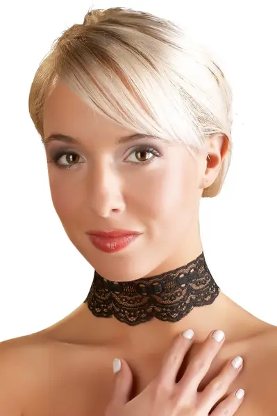 Black Level Elegantna čipkana ogrlica sa podesivim lancima 30-45cm