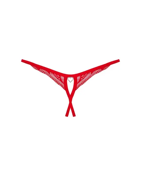 Obsessive Chilisa Lace Thong M/L with Heart Pendant, Black