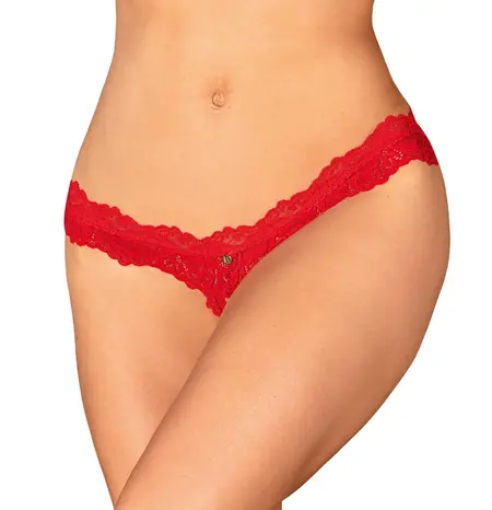 Obsessive Amor Cherris Red Lace Thong S/M with Decorative Detail