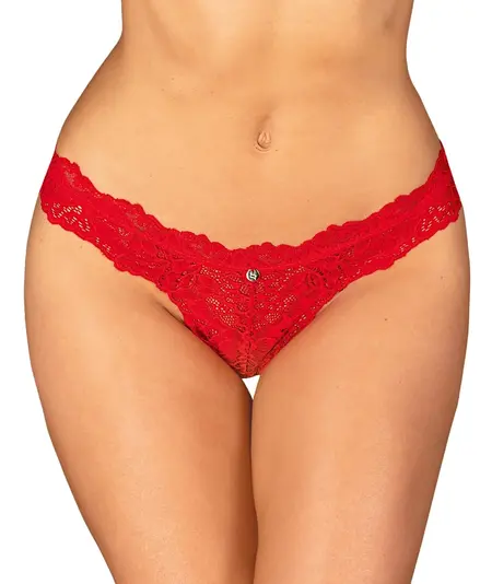 Obsessive Amor Cherris Lace Thong L/XL Red Floral Elegant Design