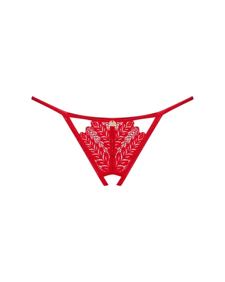 Obsessive Ingridia Crotchless Lace Thong Red XS/S Decorative Detail