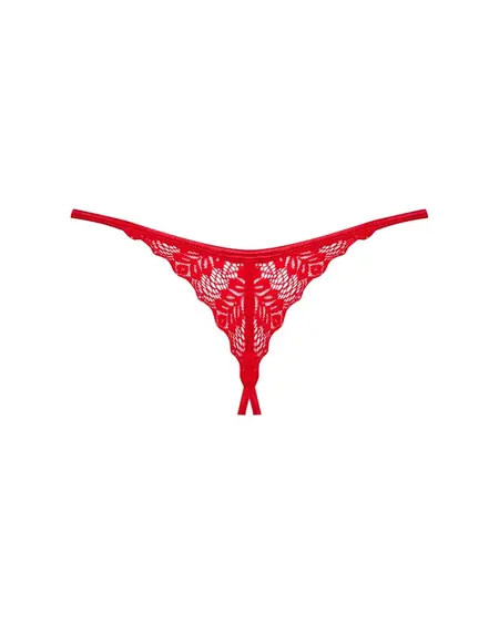 Obsessive Ingridia Crotchless Lace Thong Red XS/S Decorative Detail