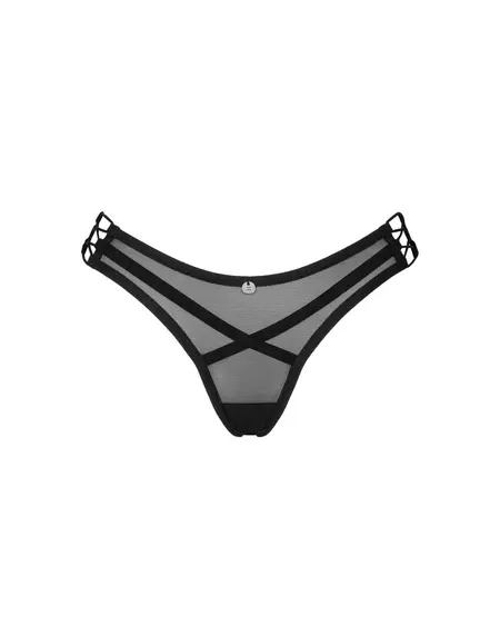 Obsessive Roxelia Thong M/L Transparent Mesh, Silver Accent